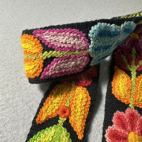 Colorful Embroidered Floral Wool Belt Bohemian Artsy Women's Made In Peru - Picture 6 of 12